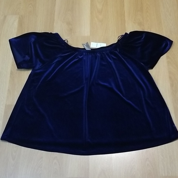 Penningtons blue velvet like fuzzy drop shoulder top 1X - Picture 5 of 8